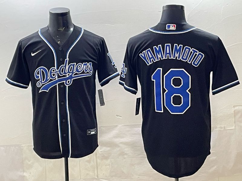 Men 2026 Nike Los Angeles Dodgers #18 Yamamoto Black Game MLB Jersey 031->->